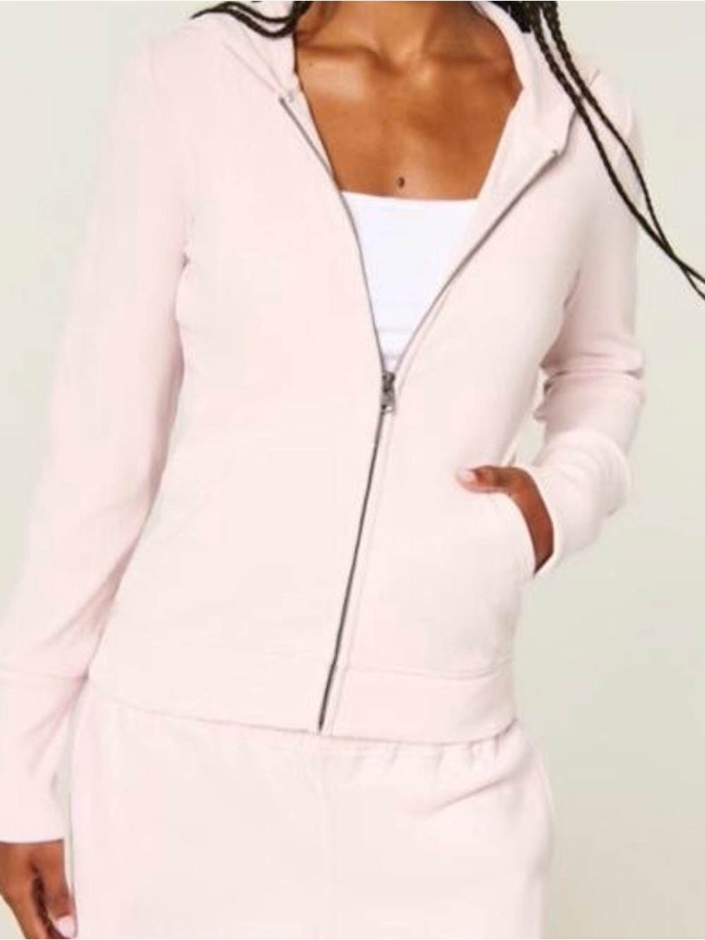 Hollister pink double zip hoodie